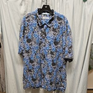 Tommy Bahama Blue and Black Floral Casual Shirt